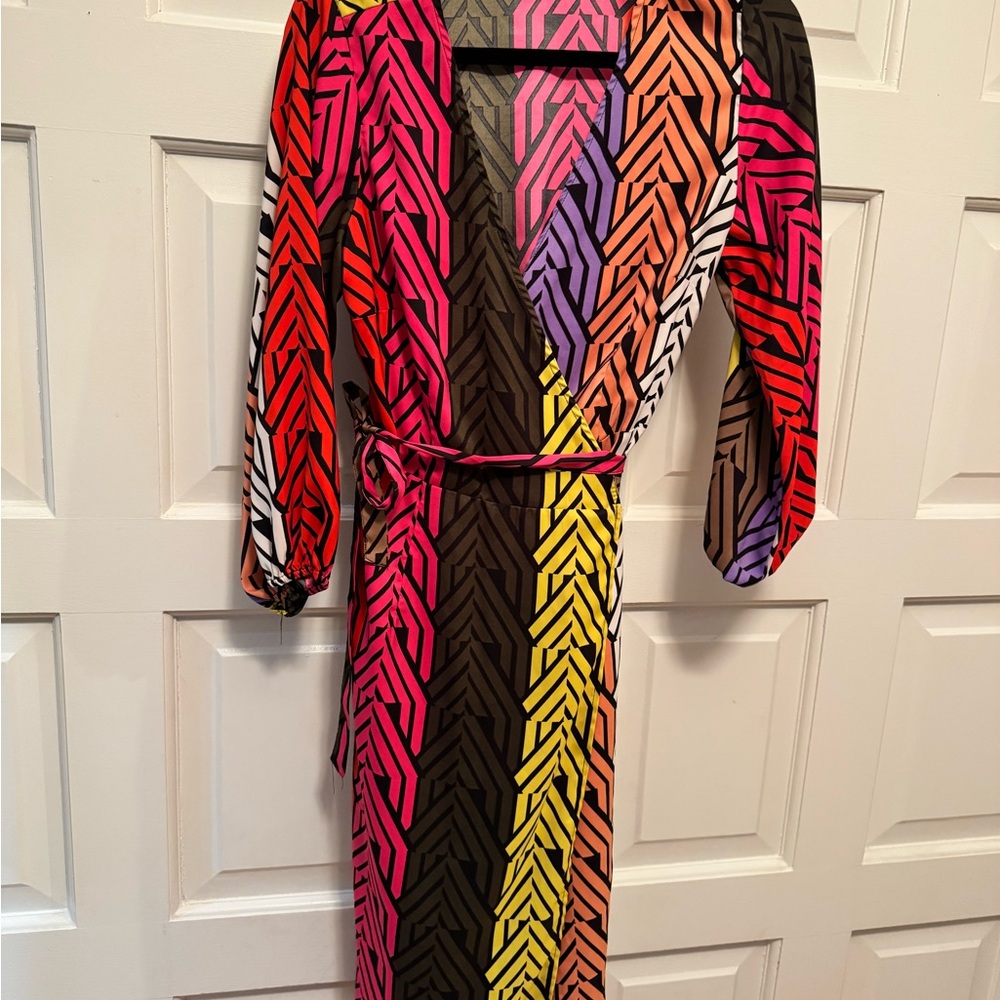 Colorful Geometric Wrap Dress